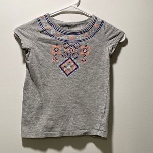 Patterned graphic tee with cross stitch design, Size 8